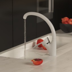 Смеситель для кухни 40к MIXLINE ML-GS01 (331) белый высок. излив - 00-00001729 