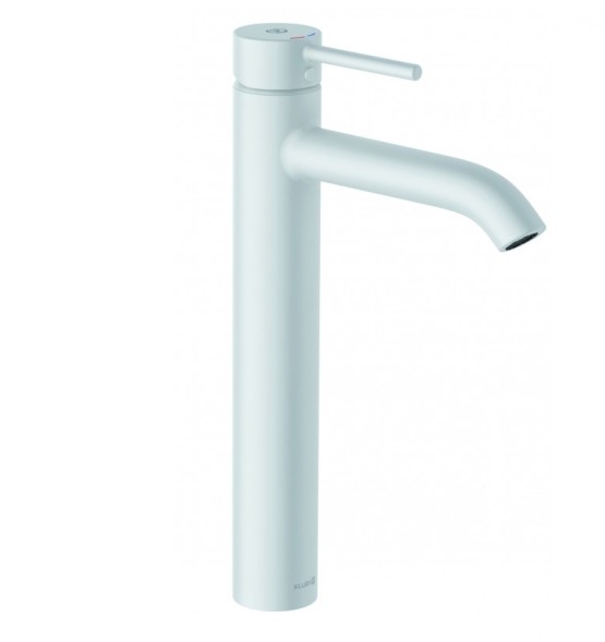 Смеситель для раковины-чаши KLUDI BOZZ WHITE высокий, керамический картридж, белый матовый (382865376)