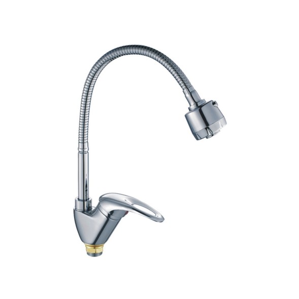 Смеситель для кухни 40к CN4303 CRON гибкий излив, п/гайку, боковая, ХРОМ - CN4303 