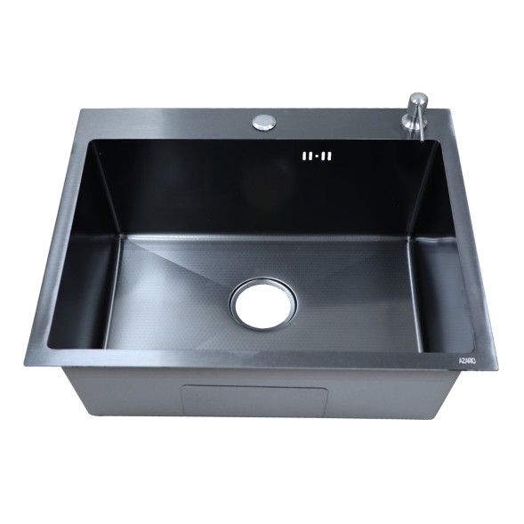 Кухонная мойка AZARIO NICOLE (500*500*220) нержавеющая сталь черная соты (сифон, диспенсер) (AZB5050H1)