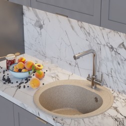 Мойкa ML-GM11 КОМФОРТ круглая, бежевая (328), 500мм (глуб. чаши 180) - 00-00009305 