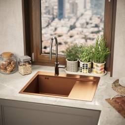 Мойка настол.монтаж 60х50 (3,0) лев. вып 3 1/2 MIXLINE PRO 20см с сифоном (бронза) - 552925