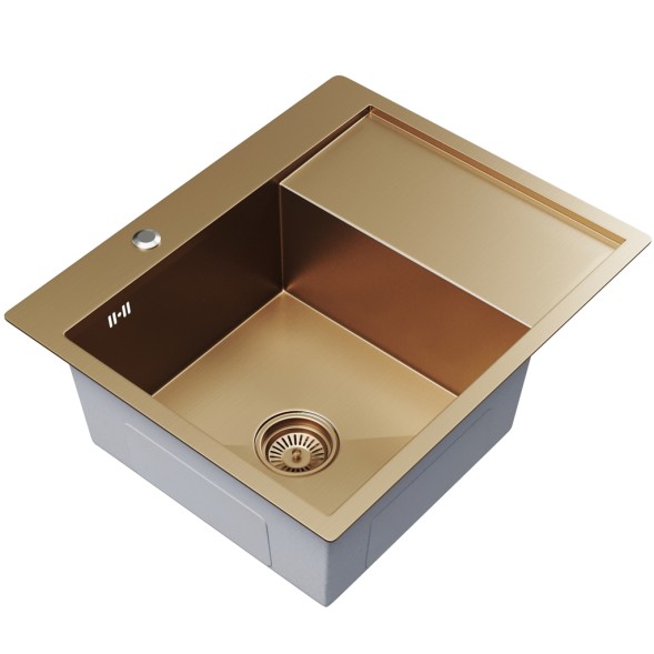 Мойка настол.монтаж 60х50 (3,0) лев. вып 3 1/2  MIXLINE PRO 20см с сифоном (бронза) - 552925 