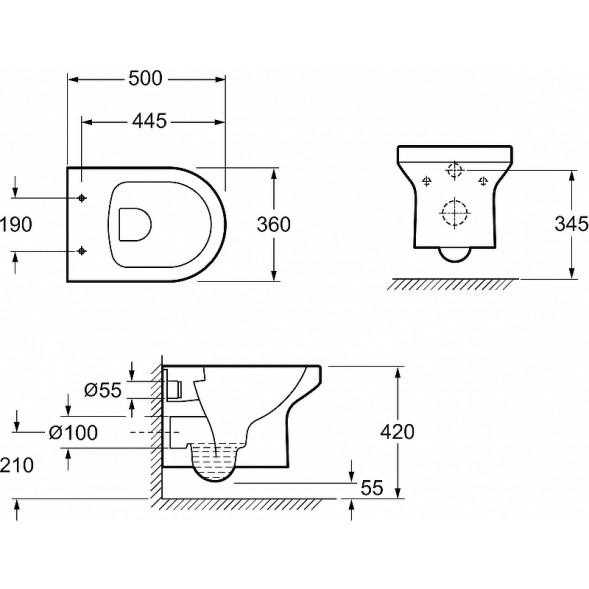 Унитаз подвесной Jacob Delafon Elite Rimless безободковый в комплекте с тонким сиденьем, креплениями, белый (EDX114RU-00)