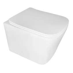 Унитаз подвесной Azario Cascad M 490x345x325 безободковый, система смыва &amp;quot;Скрытое Торнадо&amp;quot;, с быстросъемным сиденьем микролифт (AZ-10002)