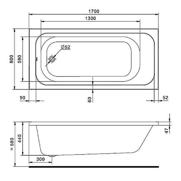 Ванна акриловая Santek Ламма 1700x800 (1WH501763)